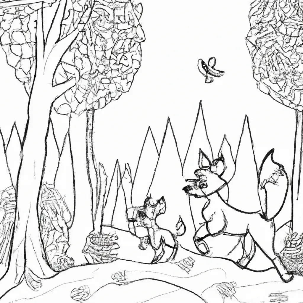 Passeie Pela Floresta com Desenhos de Raposas para Colorir