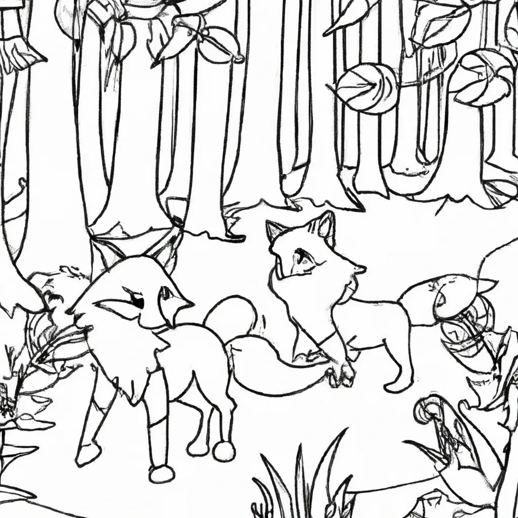 Passeie Pela Floresta com Desenhos de Raposas para Colorir 6