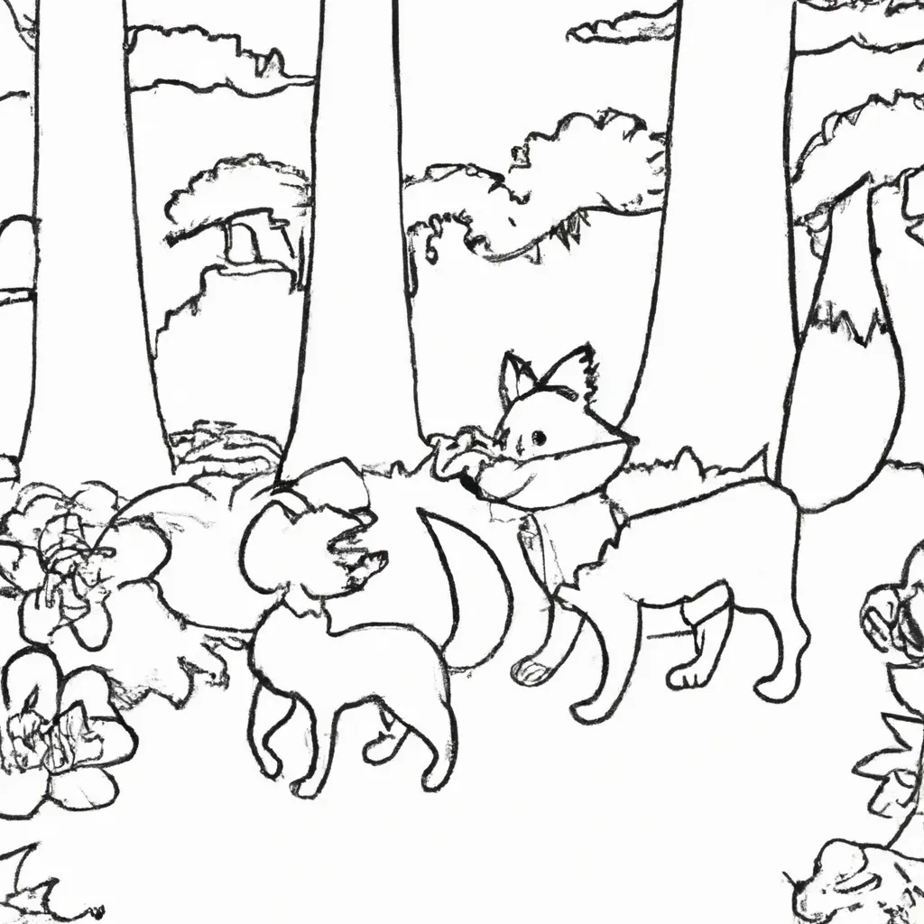 Passeie Pela Floresta com Desenhos de Raposas para Colorir 20