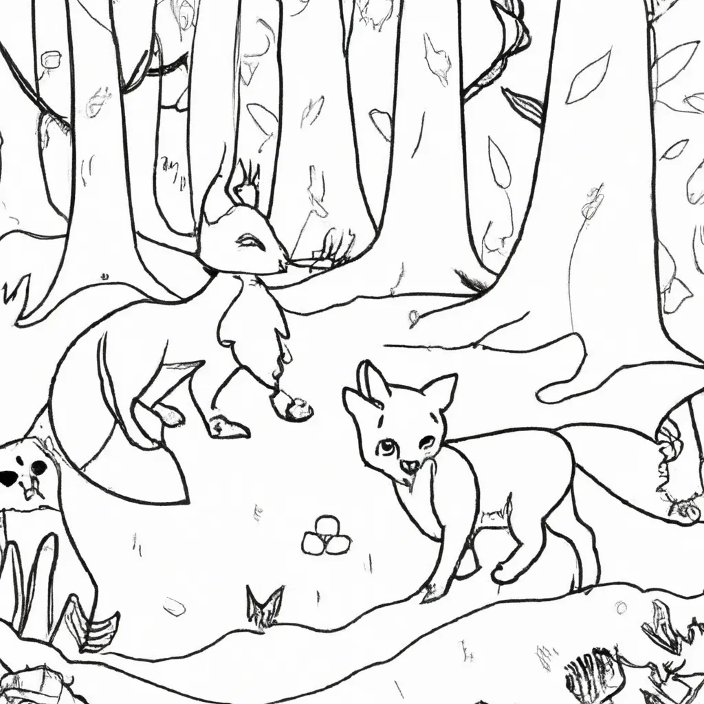 Passeie Pela Floresta com Desenhos de Raposas para Colorir 24