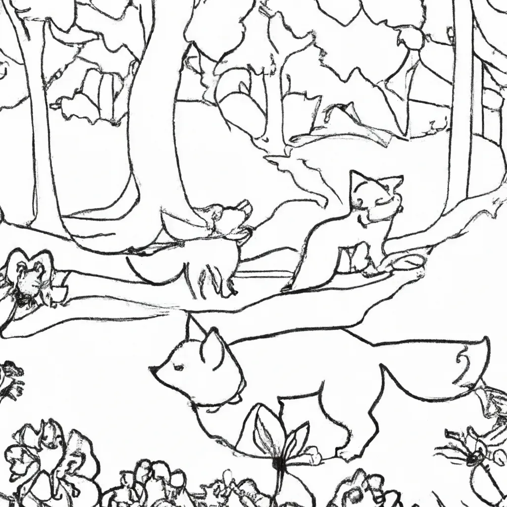 Passeie Pela Floresta com Desenhos de Raposas para Colorir 4