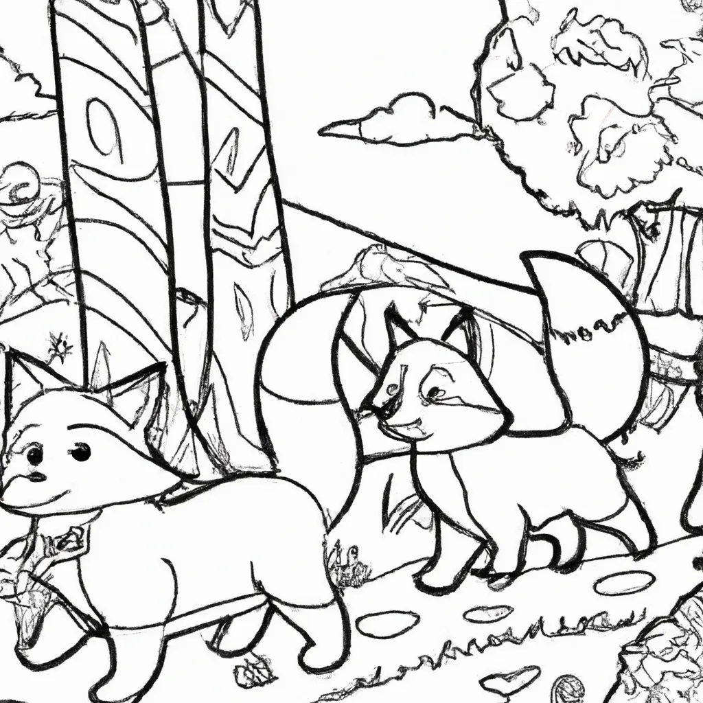 Passeie Pela Floresta com Desenhos de Raposas para Colorir 10