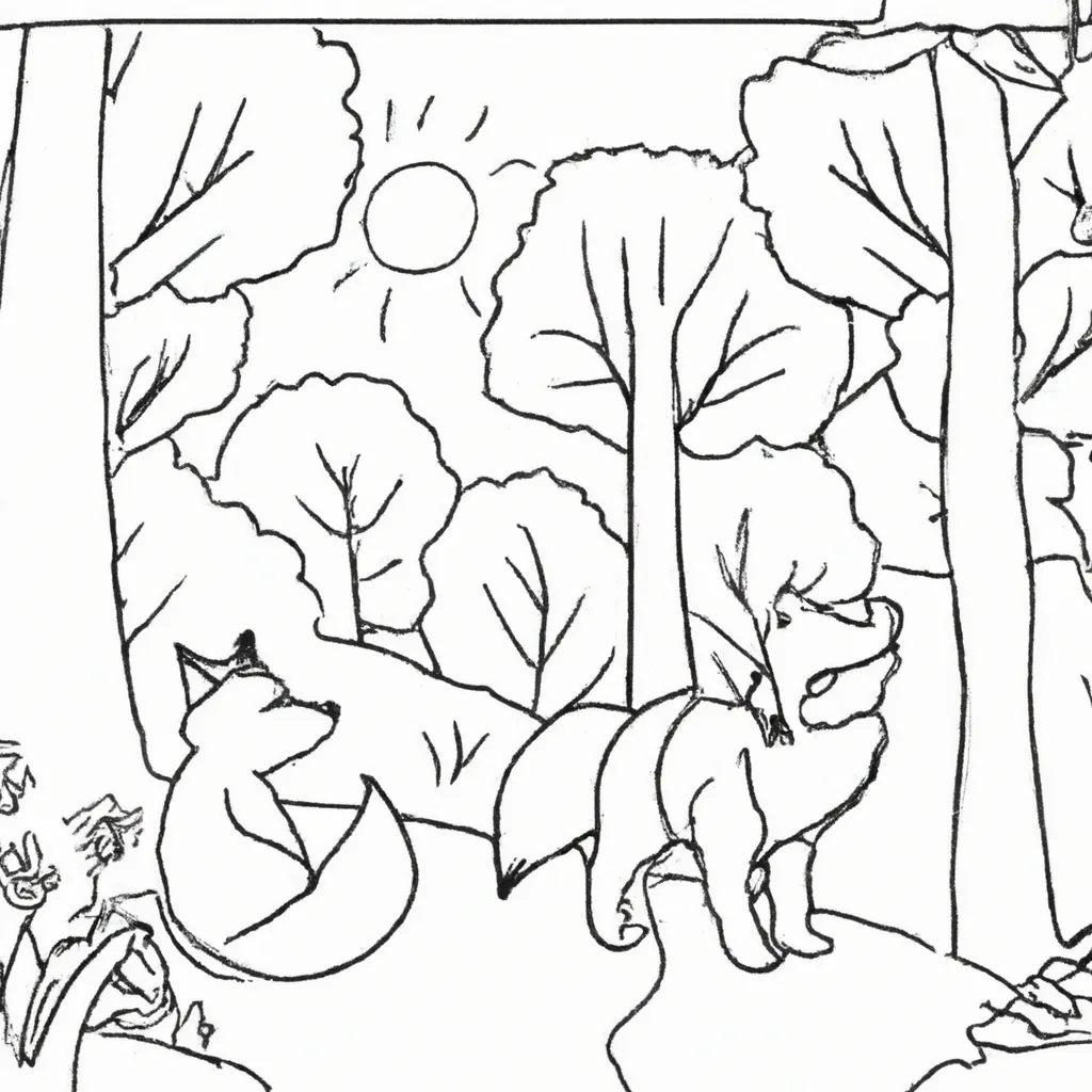 Passeie Pela Floresta com Desenhos de Raposas para Colorir 22