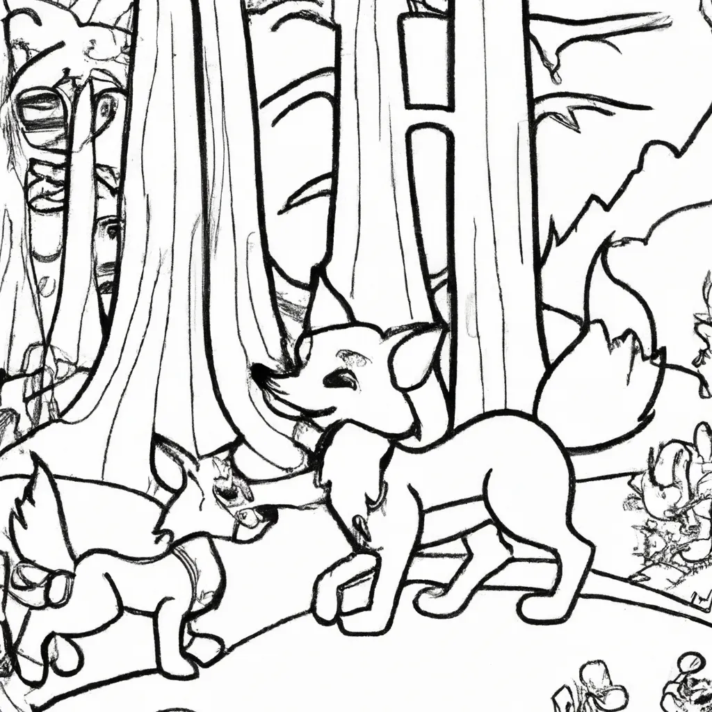 Passeie Pela Floresta com Desenhos de Raposas para Colorir 14
