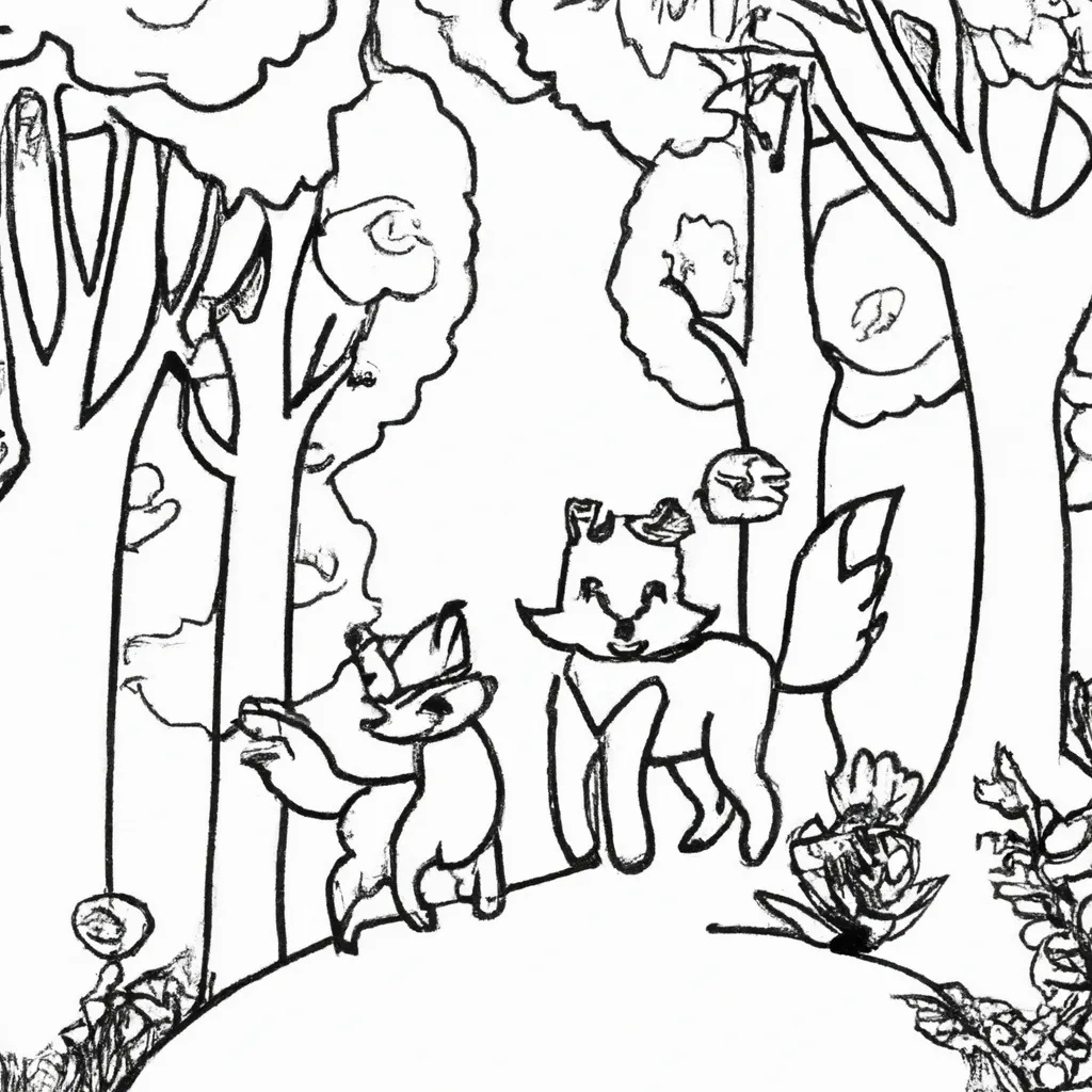 Passeie Pela Floresta com Desenhos de Raposas para Colorir 16