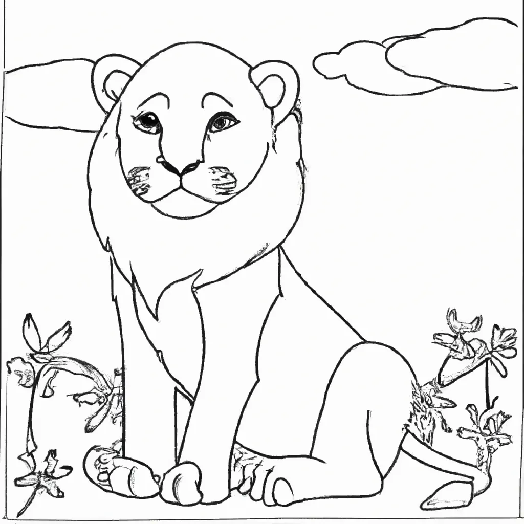Uma Aventura Selvagem: Desenhos de Leões para Colorir 6