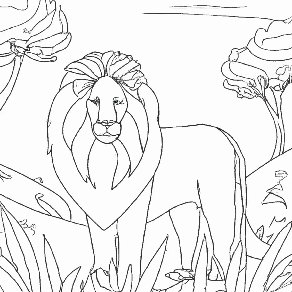 Uma Aventura Selvagem: Desenhos de Leões para Colorir 8