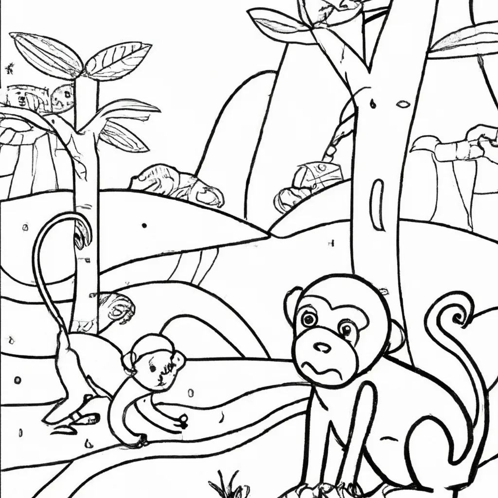 Explore a Selva com Desenhos de Macacos para Colorir 2