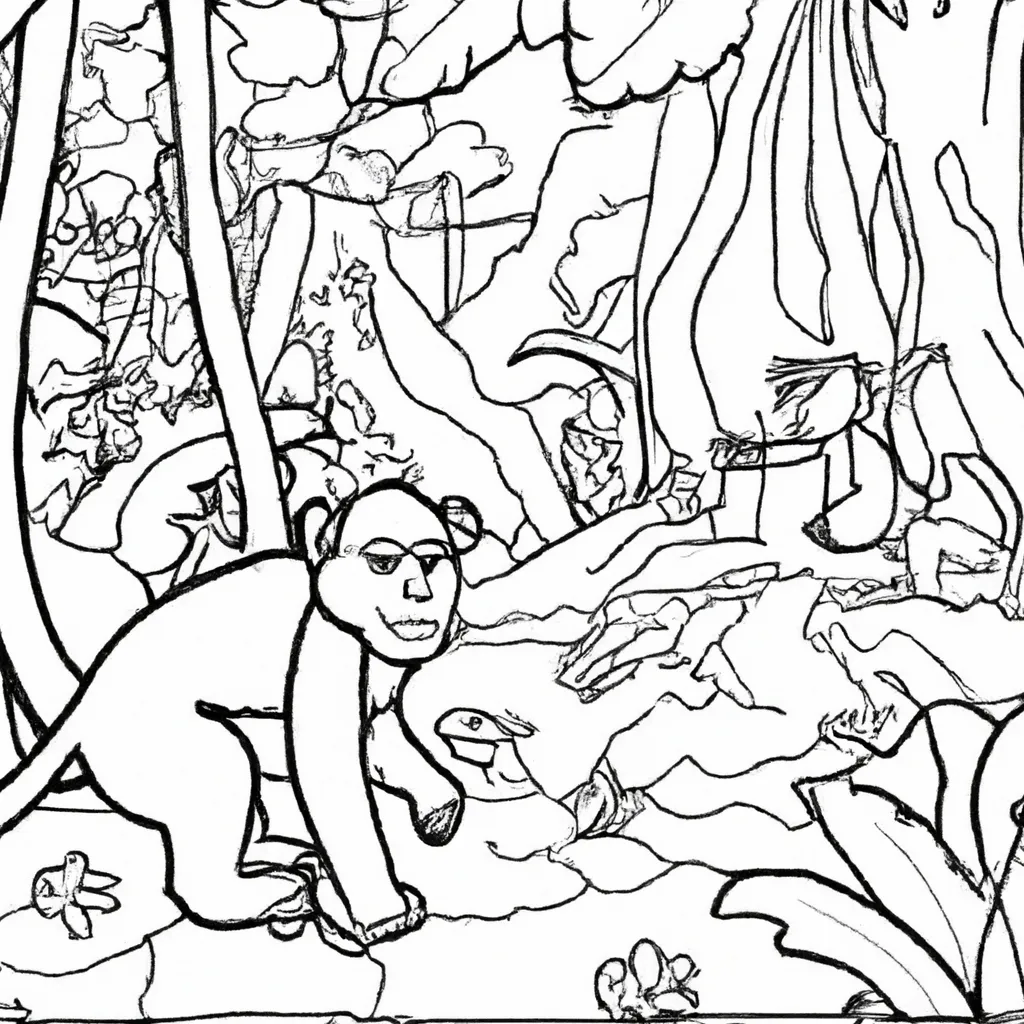 Explore a Selva com Desenhos de Macacos para Colorir 12