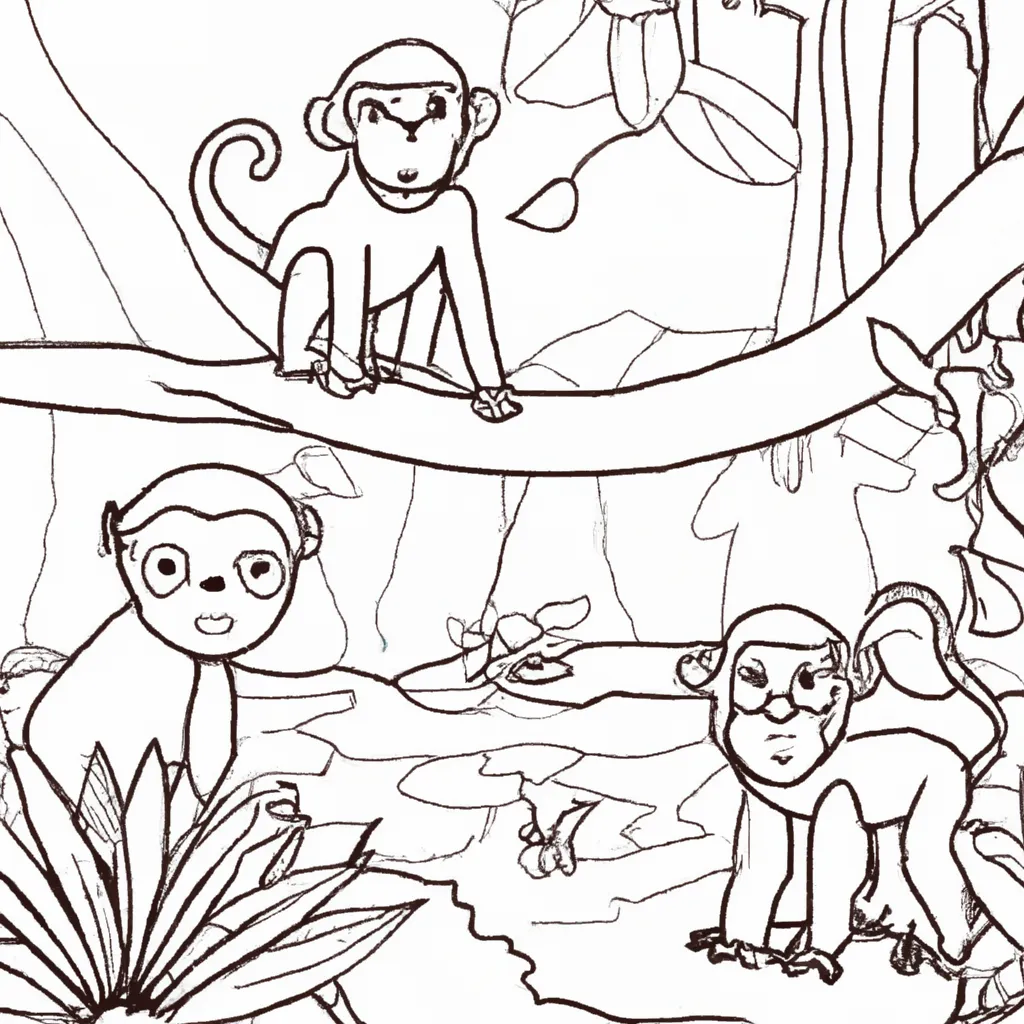 Explore a Selva com Desenhos de Macacos para Colorir 14