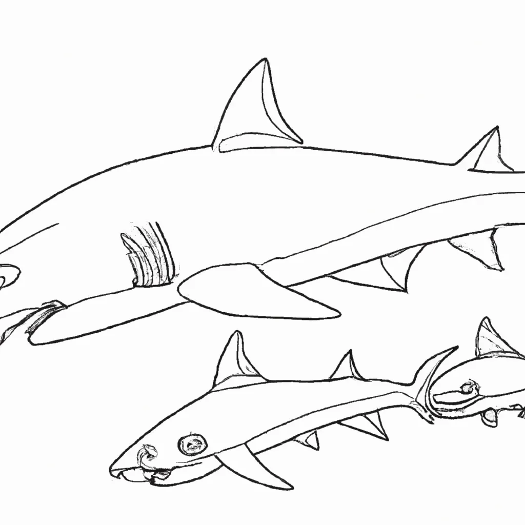 Arte Subaquática: Desenhos de Tubarões para Colorir 6