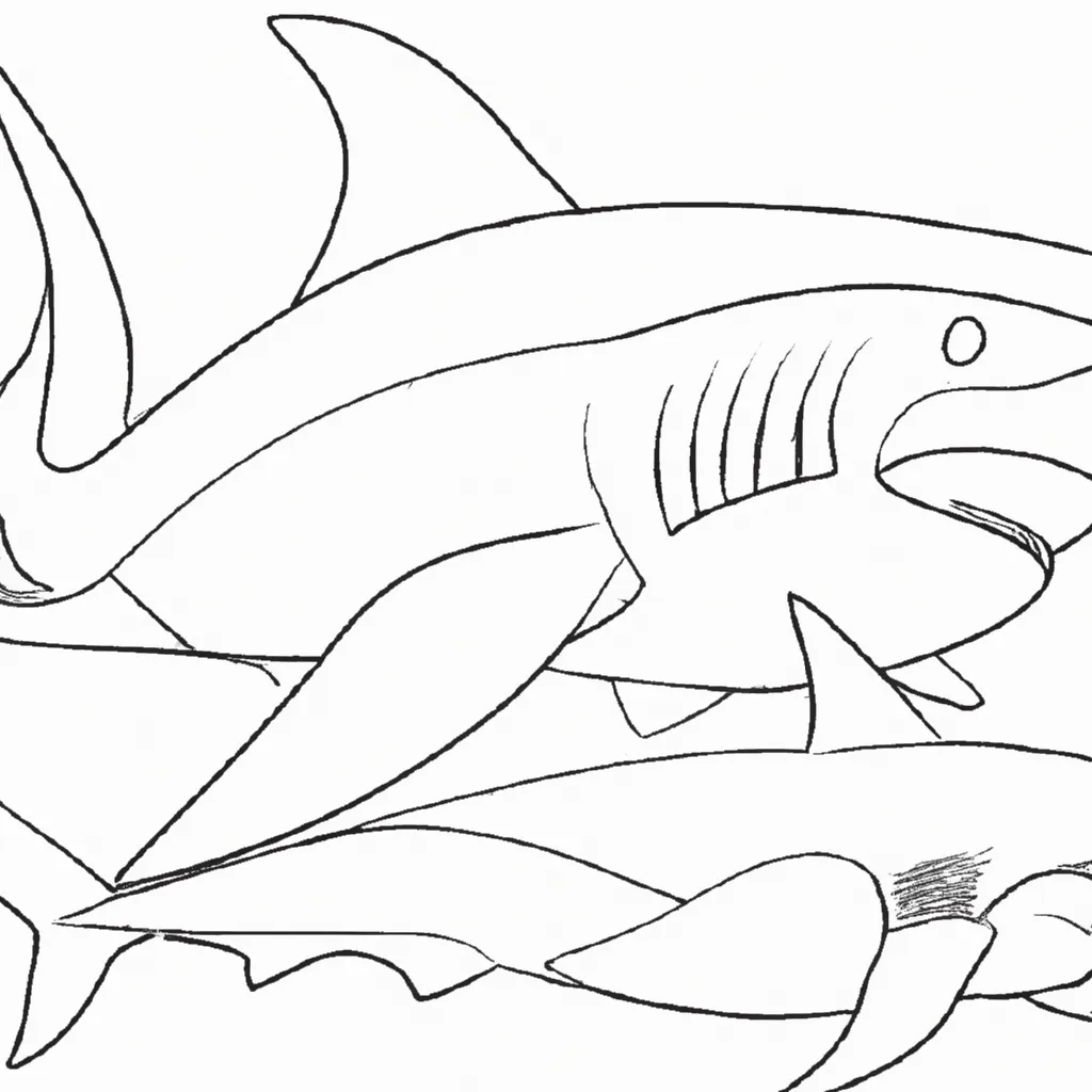 Arte Subaquática: Desenhos de Tubarões para Colorir 4