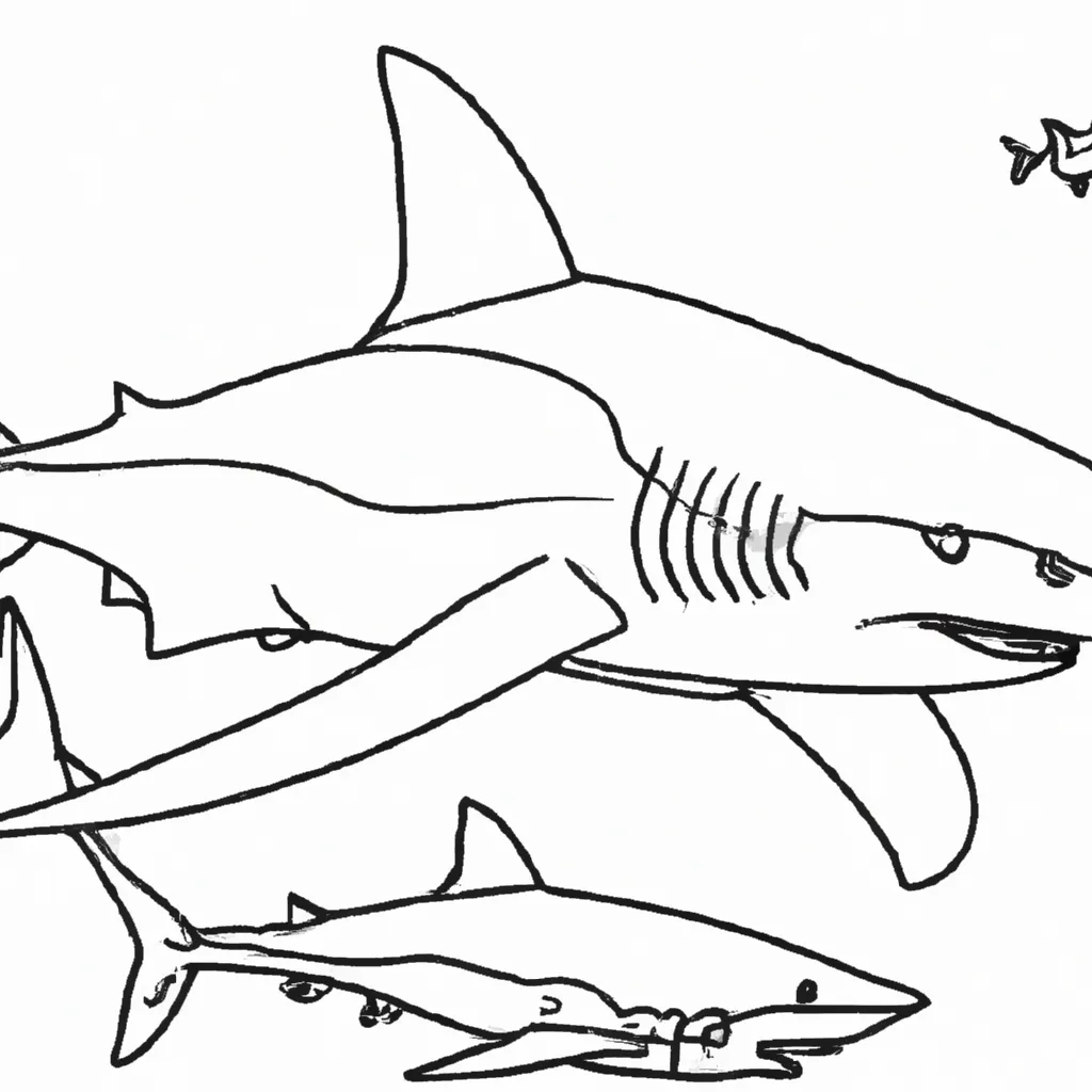 Arte Subaquática: Desenhos de Tubarões para Colorir 28