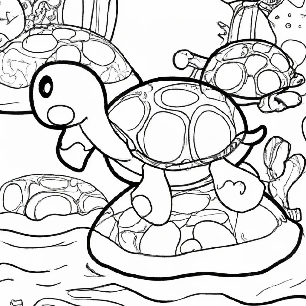 Pinte o Mundo Aquático com Desenhos de Tartarugas para Colorir