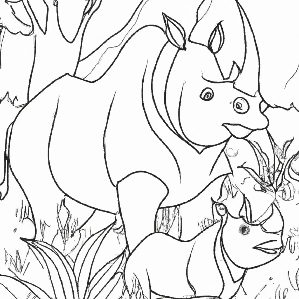 A Jornada Selvagem: Desenhos de Rinocerontes para Colorir 8