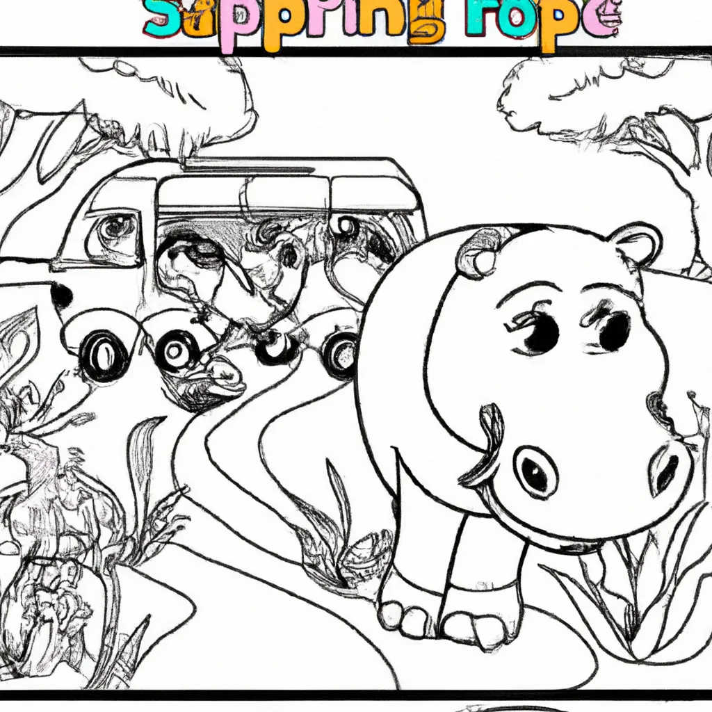 Viaje pelo Safari com Desenhos de Hipopótamos para Colorir 2