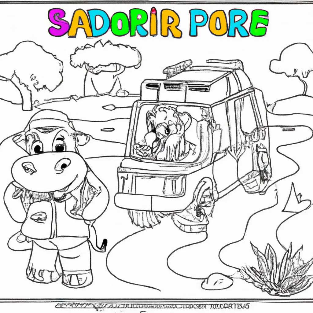 Viaje pelo Safari com Desenhos de Hipopótamos para Colorir 6