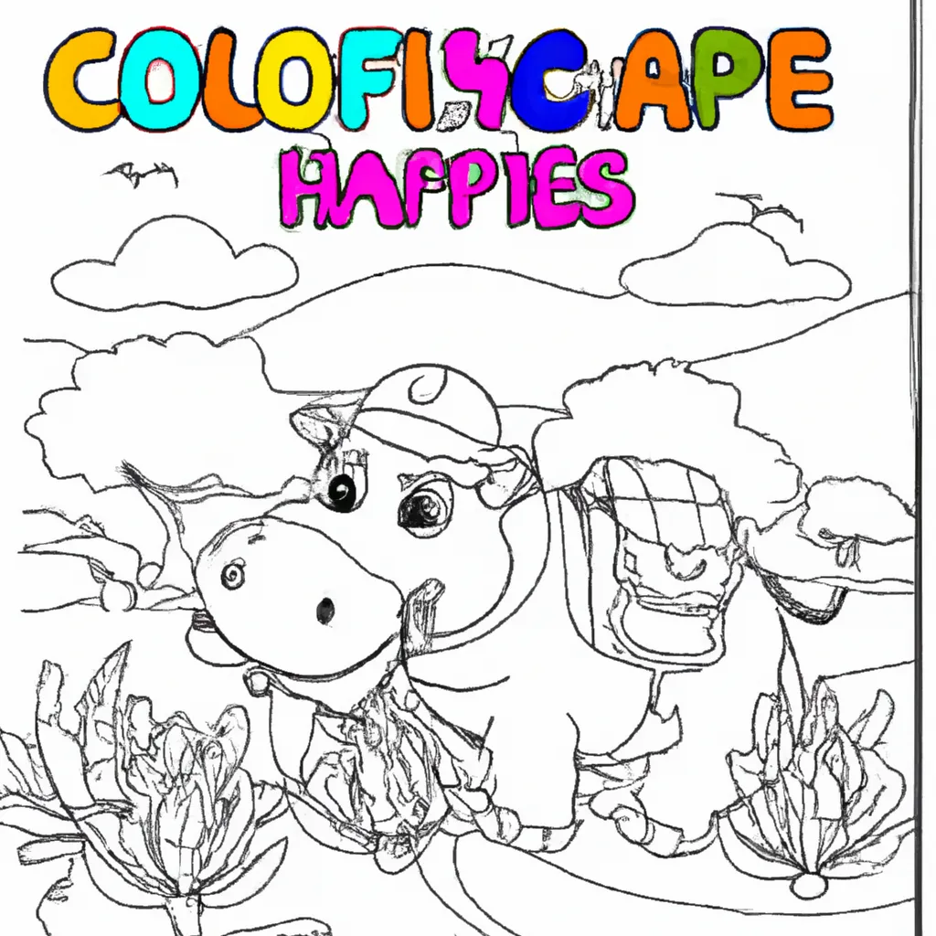 Viaje pelo Safari com Desenhos de Hipopótamos para Colorir 20