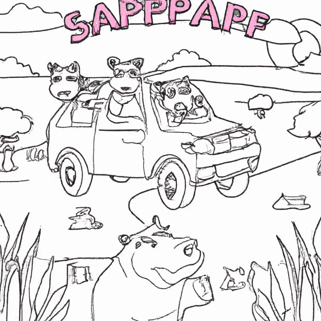 Viaje pelo Safari com Desenhos de Hipopótamos para Colorir 22