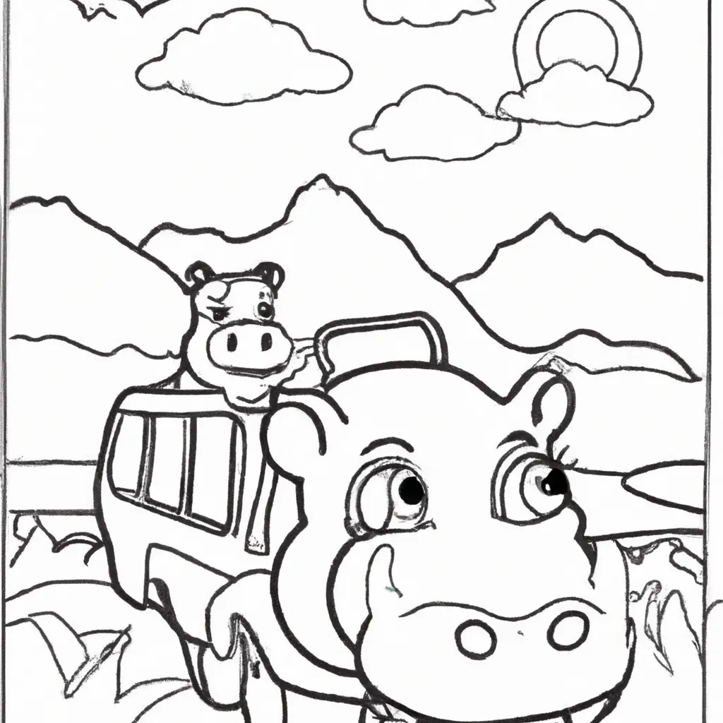 Viaje pelo Safari com Desenhos de Hipopótamos para Colorir 26