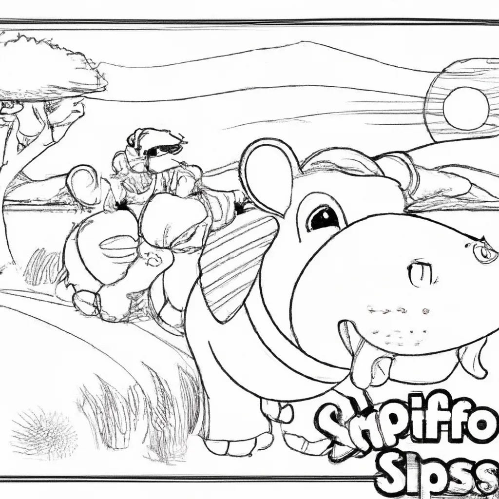 Viaje pelo Safari com Desenhos de Hipopótamos para Colorir 16