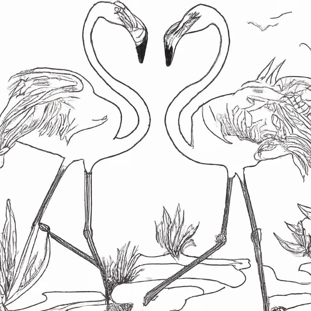 A Beleza das Aves: Desenhos de Flamingos para Colorir 29