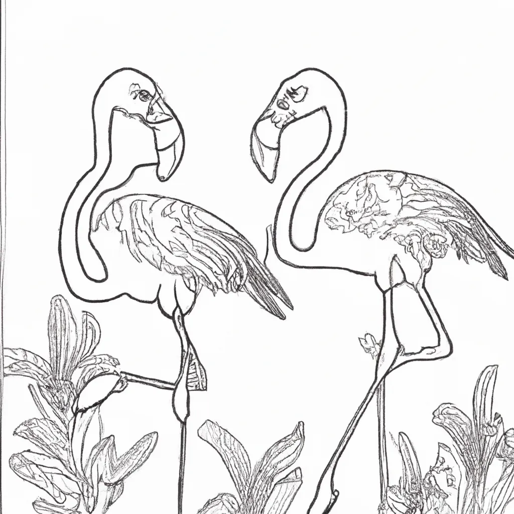 A Beleza das Aves: Desenhos de Flamingos para Colorir 19