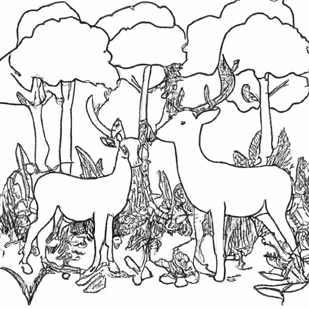 Conheça a Floresta com Desenhos de Veados para Colorir