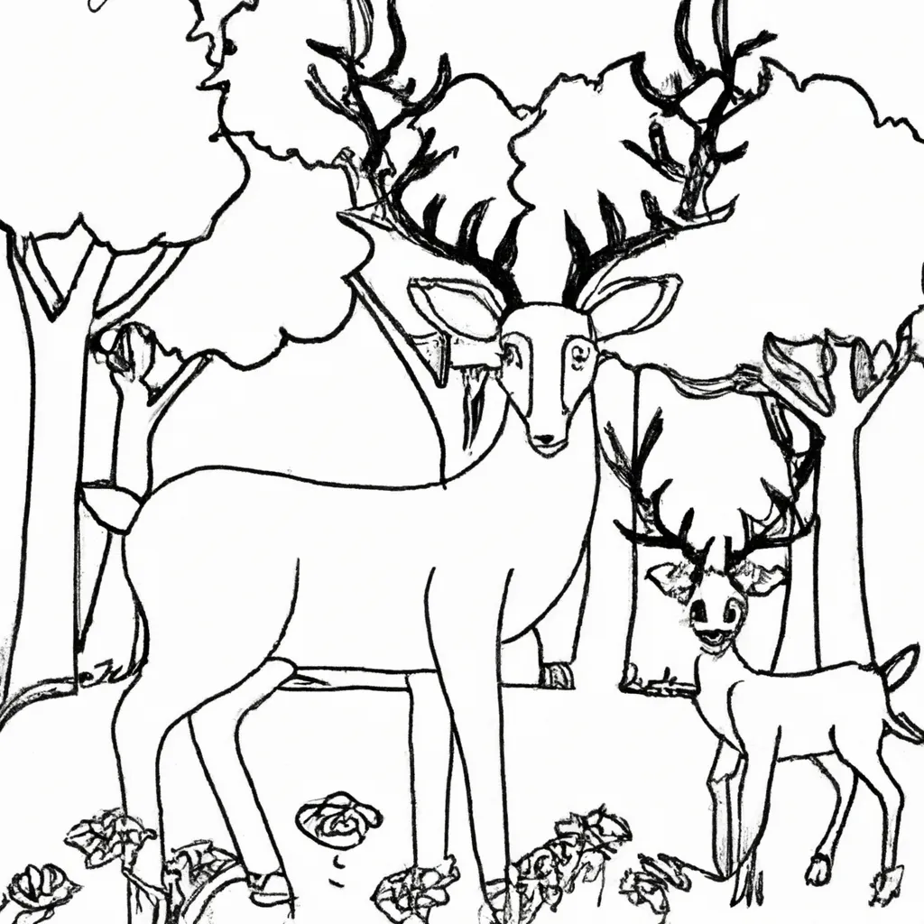 Conheça a Floresta com Desenhos de Veados para Colorir 20