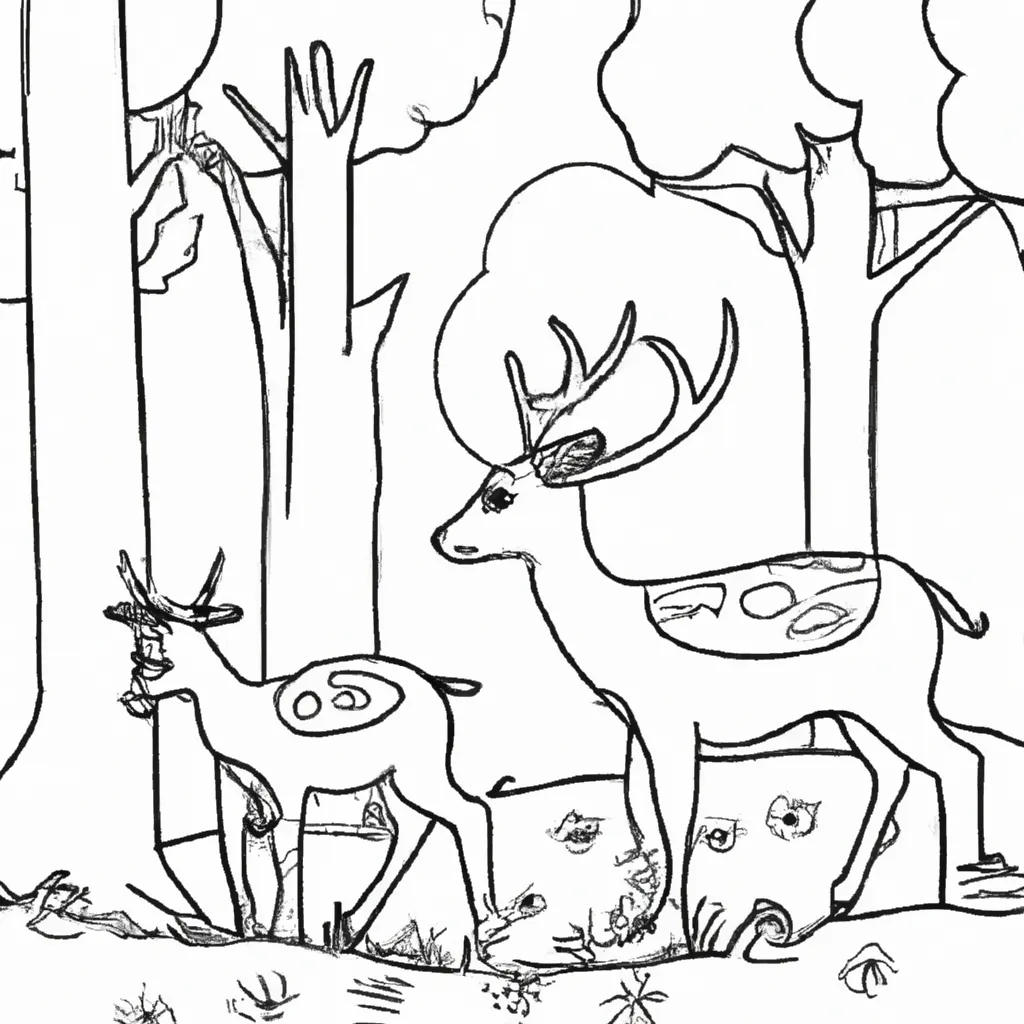 Conheça a Floresta com Desenhos de Veados para Colorir 24