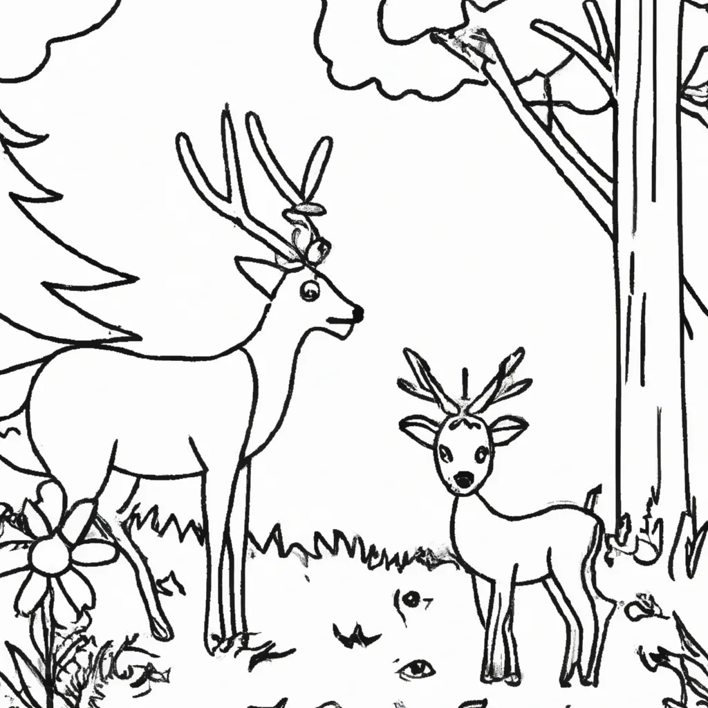 Conheça a Floresta com Desenhos de Veados para Colorir 18