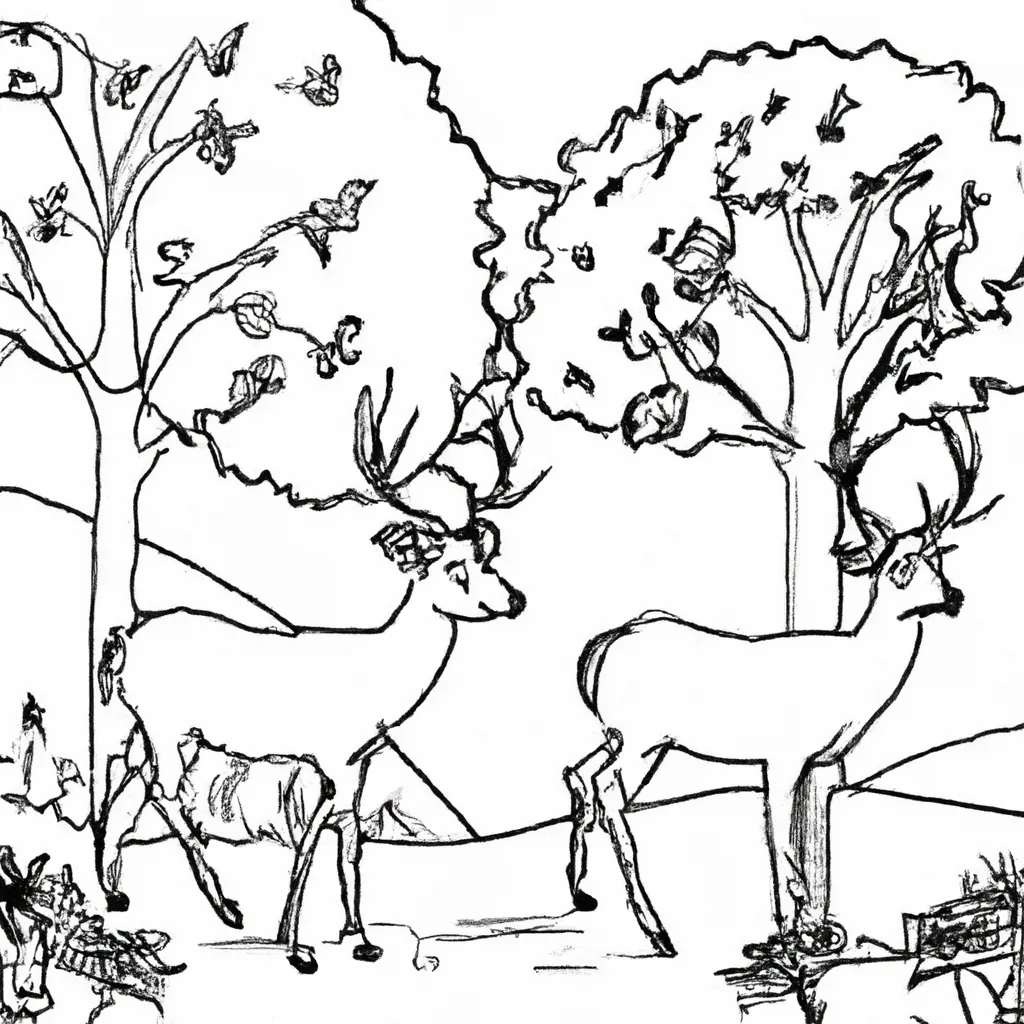Conheça a Floresta com Desenhos de Veados para Colorir 26