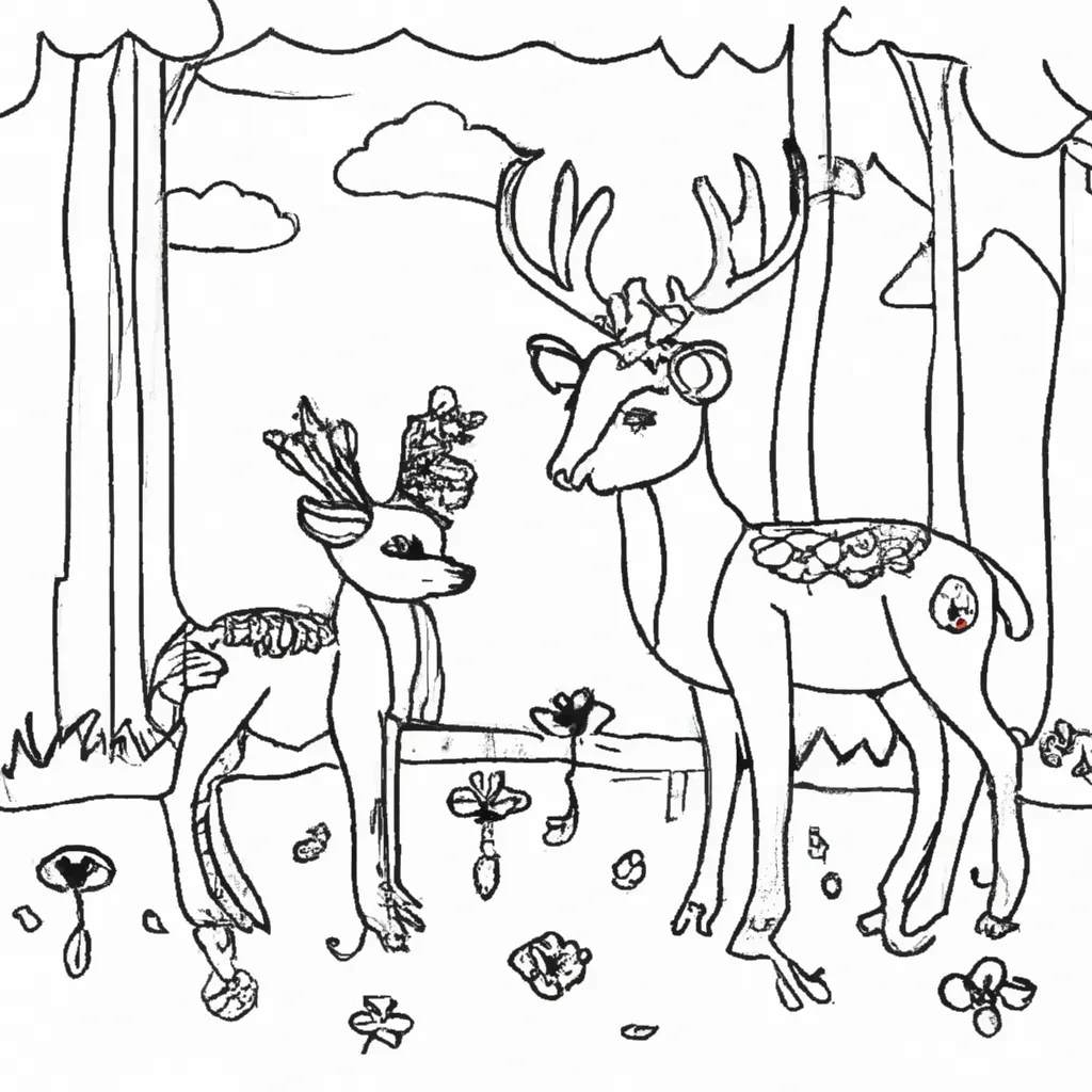 Conheça a Floresta com Desenhos de Veados para Colorir 16