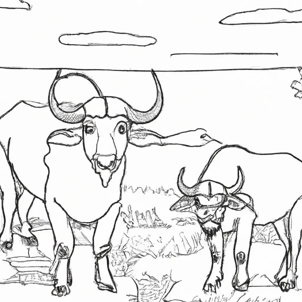 Desenhos de Búfalos para Colorir: Experiência Selvagem em Casa 28