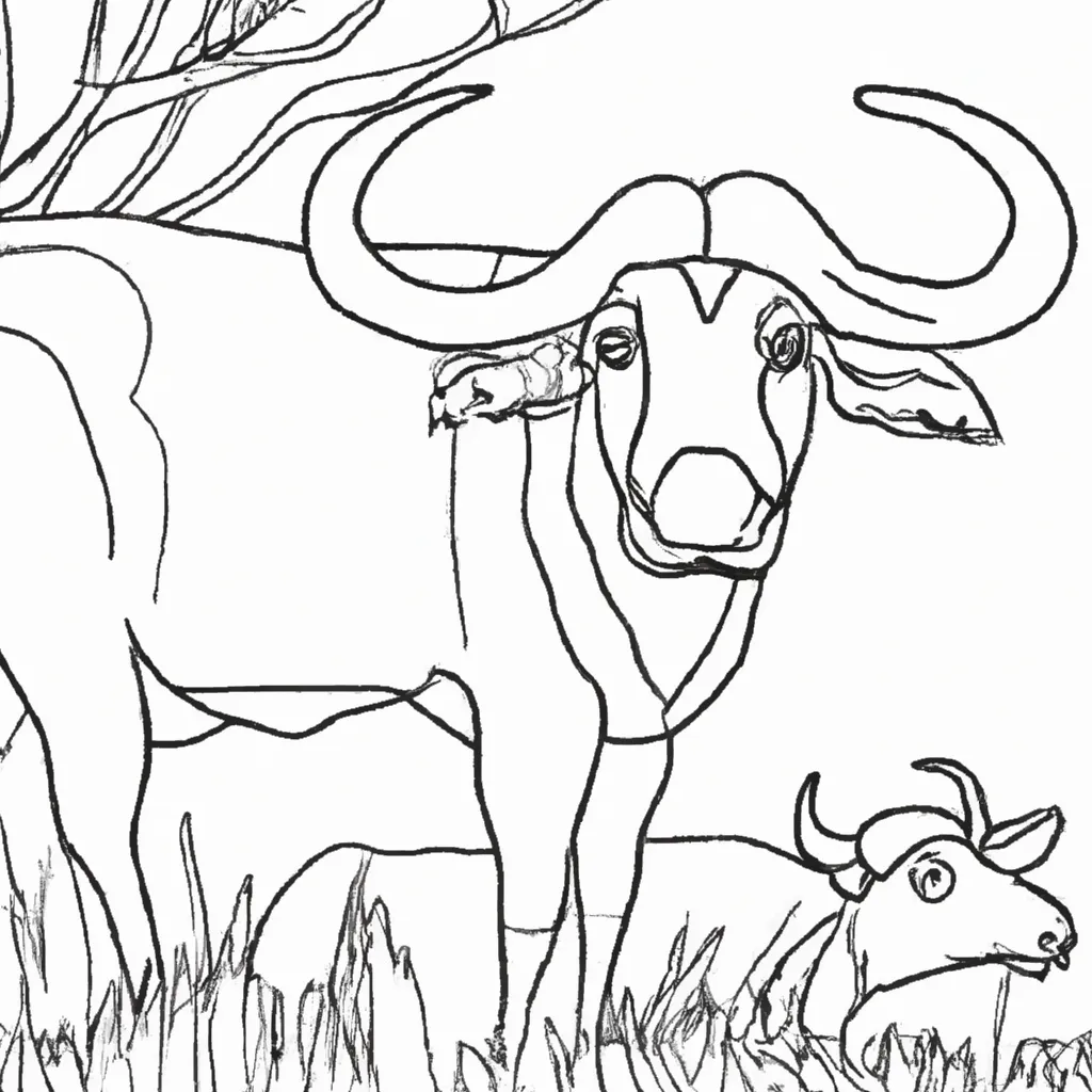 Desenhos de Búfalos para Colorir: Experiência Selvagem em Casa 12