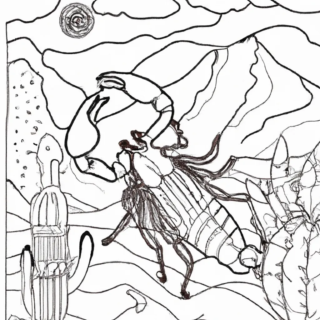 Descubra o Charme do Deserto com Desenhos de Escorpiões para Colorir 22
