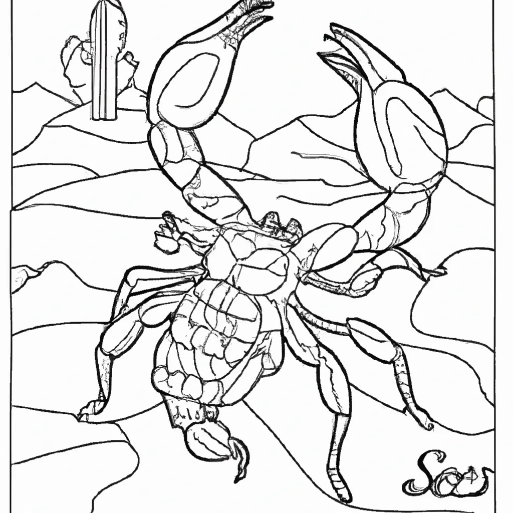 Descubra o Charme do Deserto com Desenhos de Escorpiões para Colorir 12