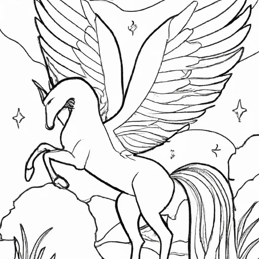 A Magia das Fadas dos Animais: Desenhos de Pégasos para Colorir 6