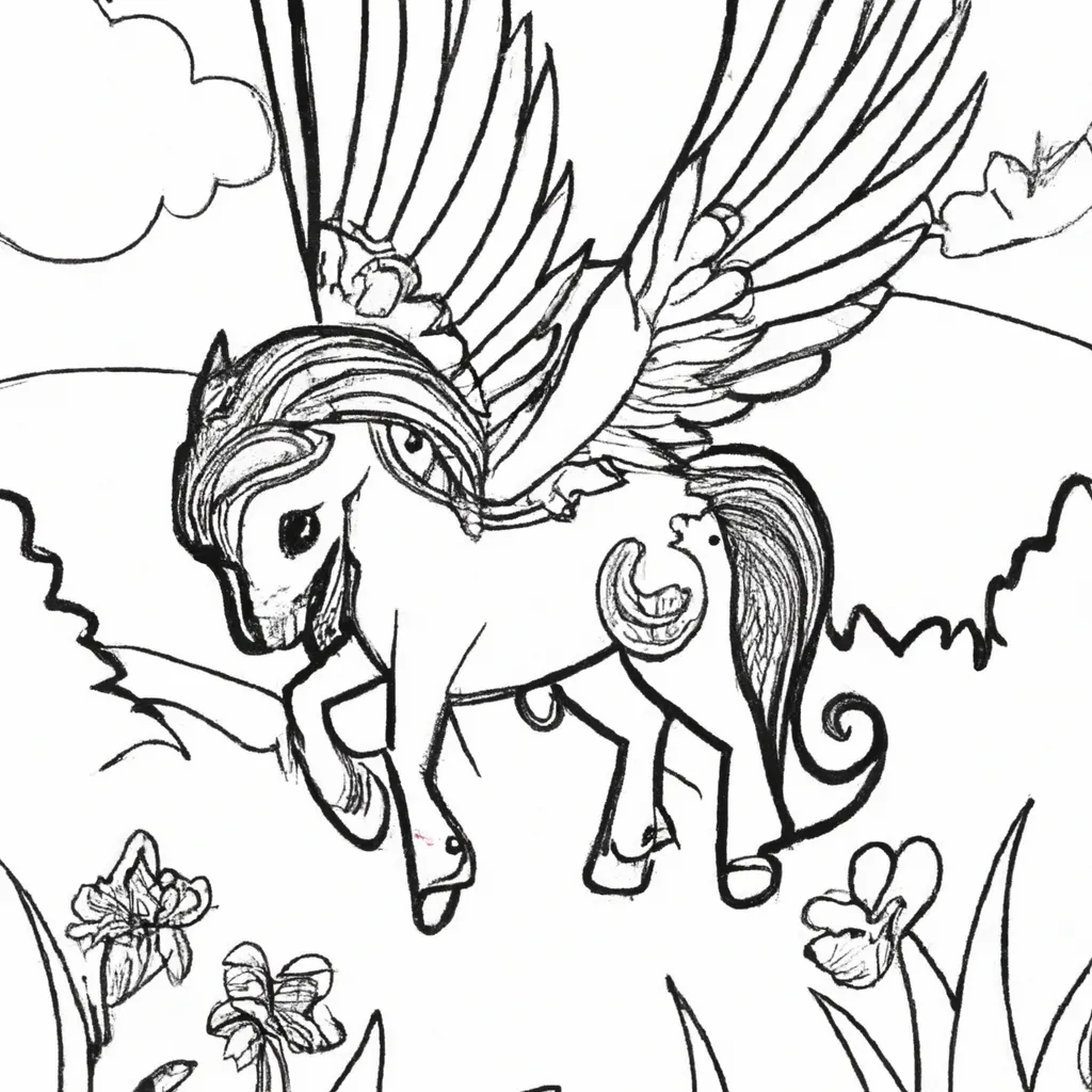 A Magia das Fadas dos Animais: Desenhos de Pégasos para Colorir 8