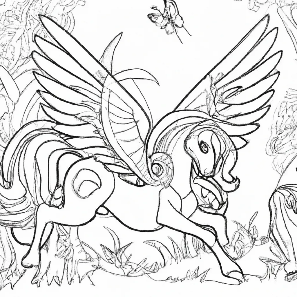 A Magia das Fadas dos Animais: Desenhos de Pégasos para Colorir 18