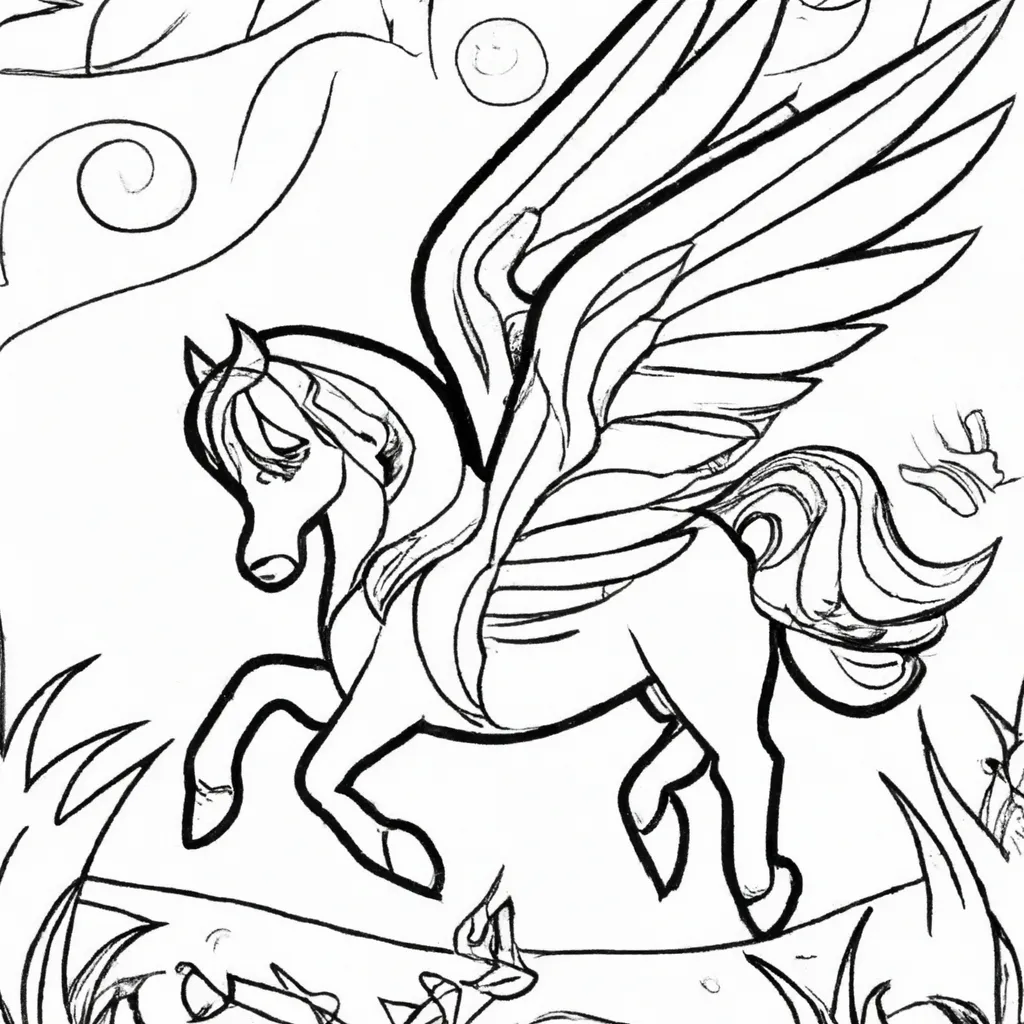 A Magia das Fadas dos Animais: Desenhos de Pégasos para Colorir 22