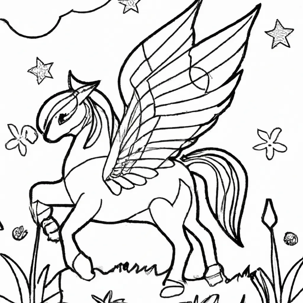 A Magia das Fadas dos Animais: Desenhos de Pégasos para Colorir 28