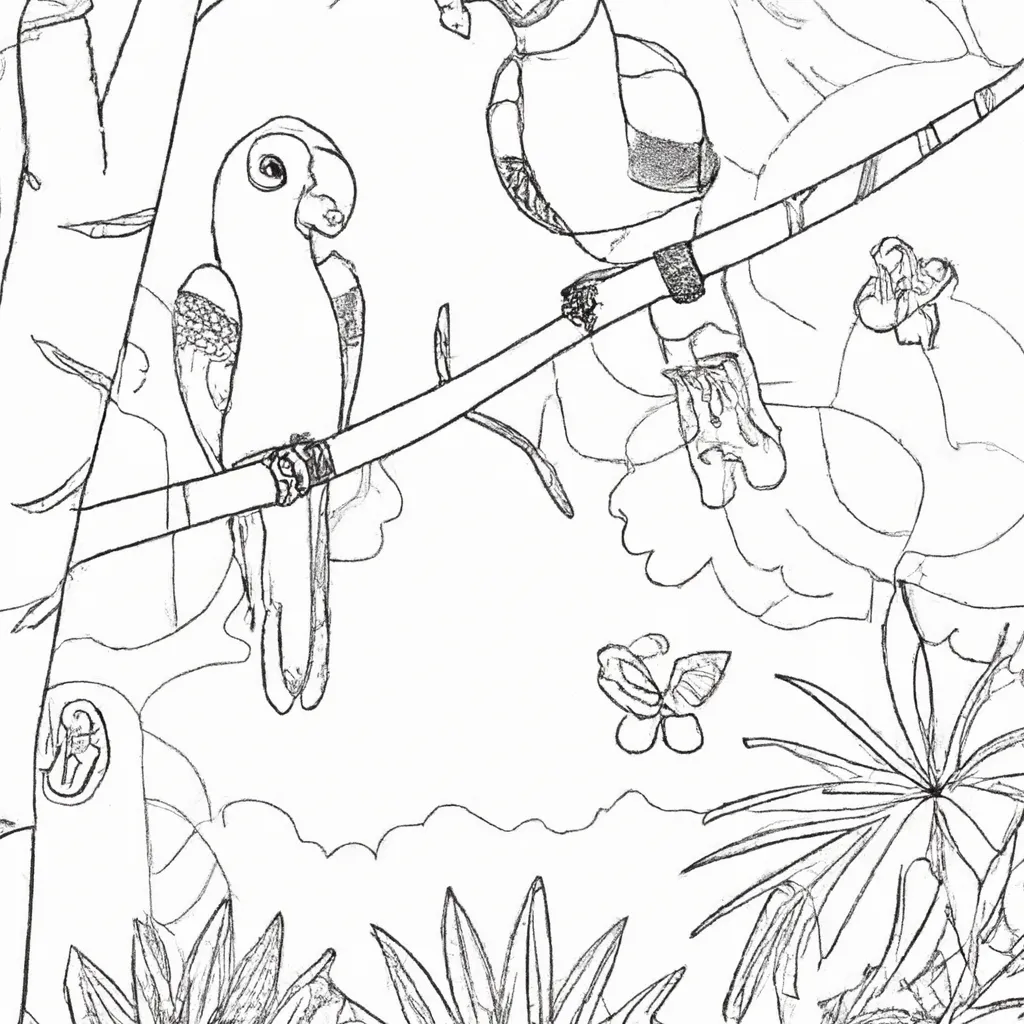 Entre no Mundo das Aves com Desenhos de Papagaios para Colorir 2