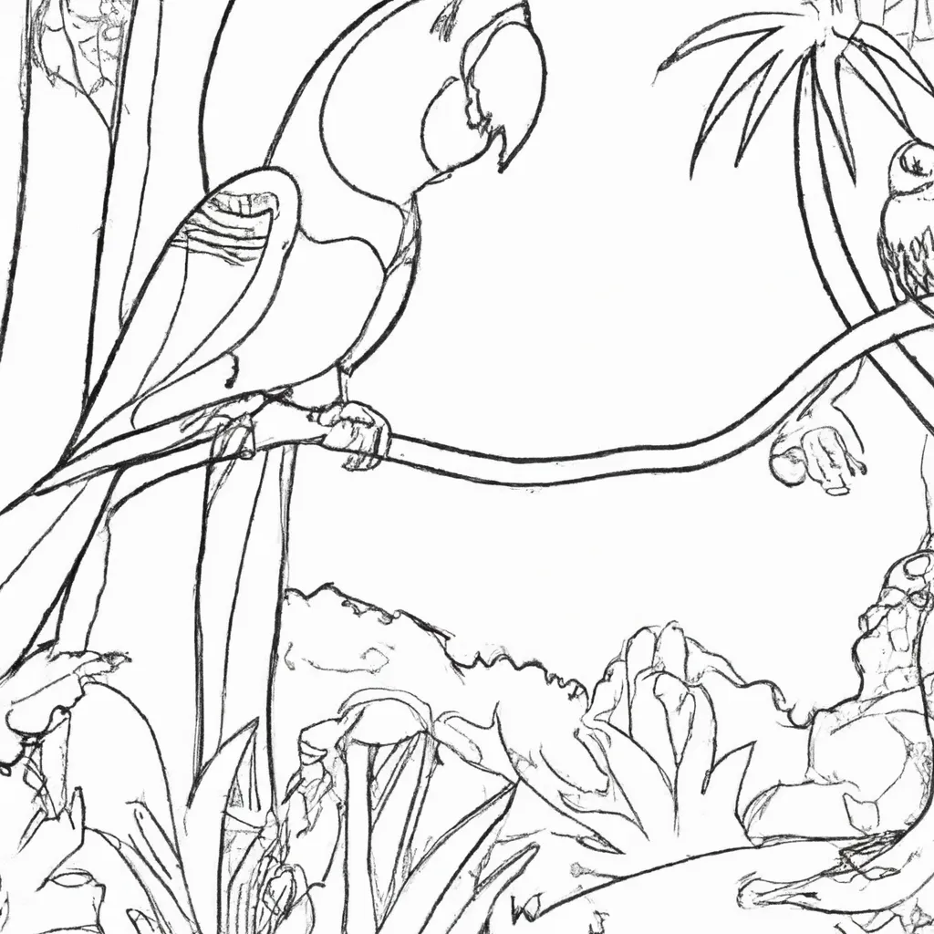 Entre no Mundo das Aves com Desenhos de Papagaios para Colorir 20