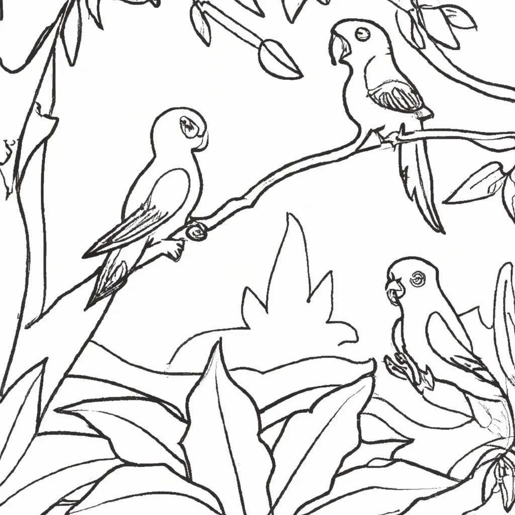 Entre no Mundo das Aves com Desenhos de Papagaios para Colorir 24
