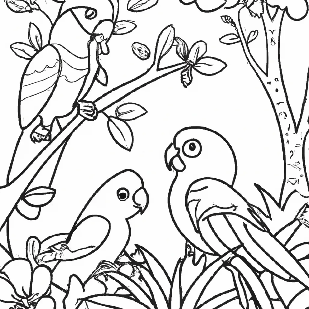 Entre no Mundo das Aves com Desenhos de Papagaios para Colorir 4