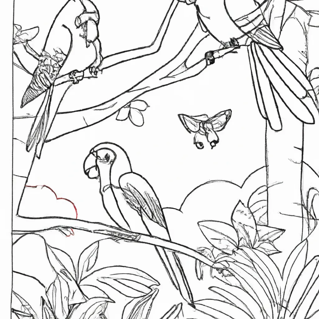 Entre no Mundo das Aves com Desenhos de Papagaios para Colorir 8