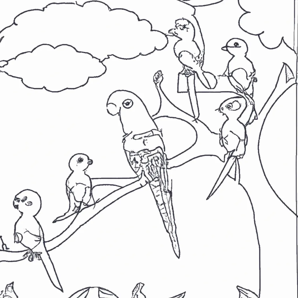 Entre no Mundo das Aves com Desenhos de Papagaios para Colorir 18