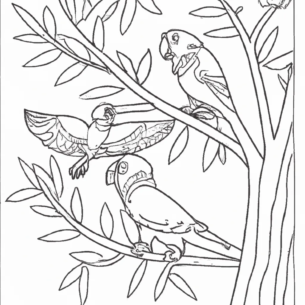 Entre no Mundo das Aves com Desenhos de Papagaios para Colorir 22