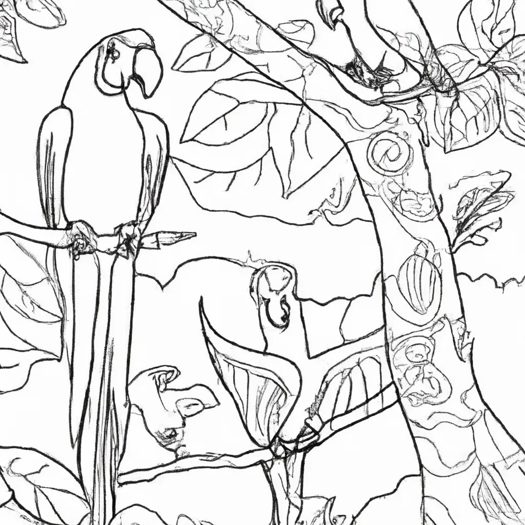 Entre no Mundo das Aves com Desenhos de Papagaios para Colorir 28